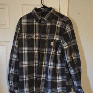Carhartt Men's Dark Plaid Button Down Shirt